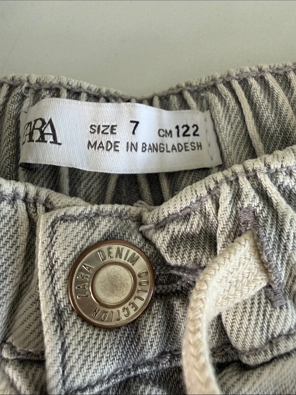 Zara Girls Wide-Leg Jeans in Light Grey size 7